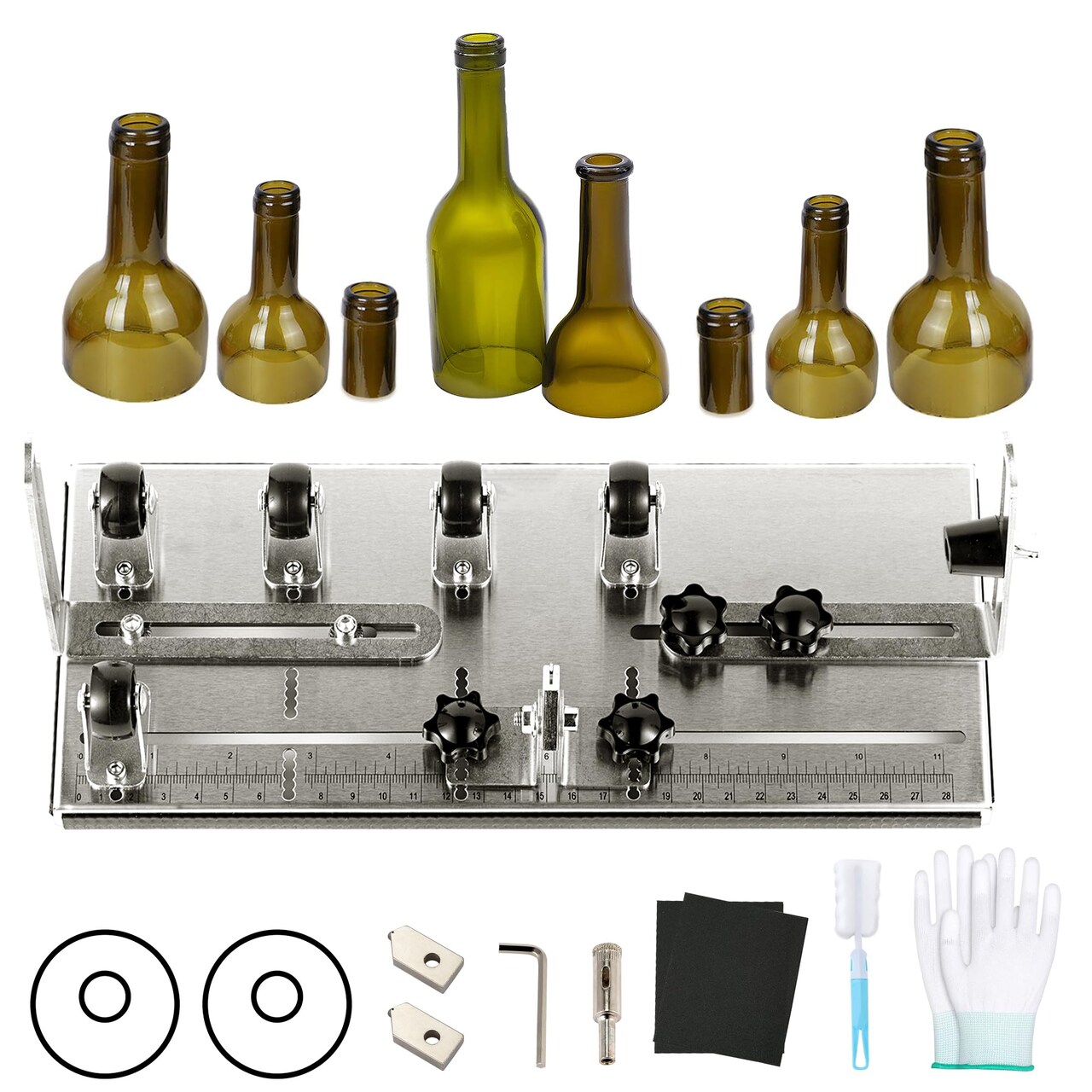 Glass Bottle Cutter, Glass Cutter for Bottles, Bottle Cutting Tool Kit for Round Bottle, DIY Bottle Cutting Machine for Cutting Wine, Beer, Liquor, Whiskey Bottles with Safety Accessories